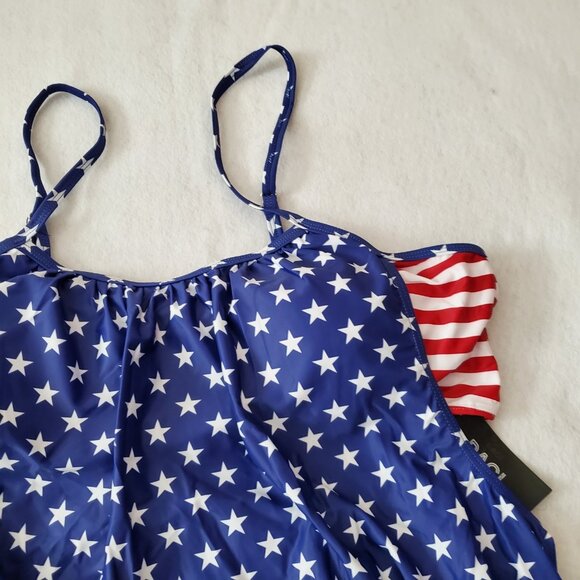 Daci Swimsuit Bathing Suit Size 22W Red White Blue 2 Piece Removable Pads - Picture 3 of 16